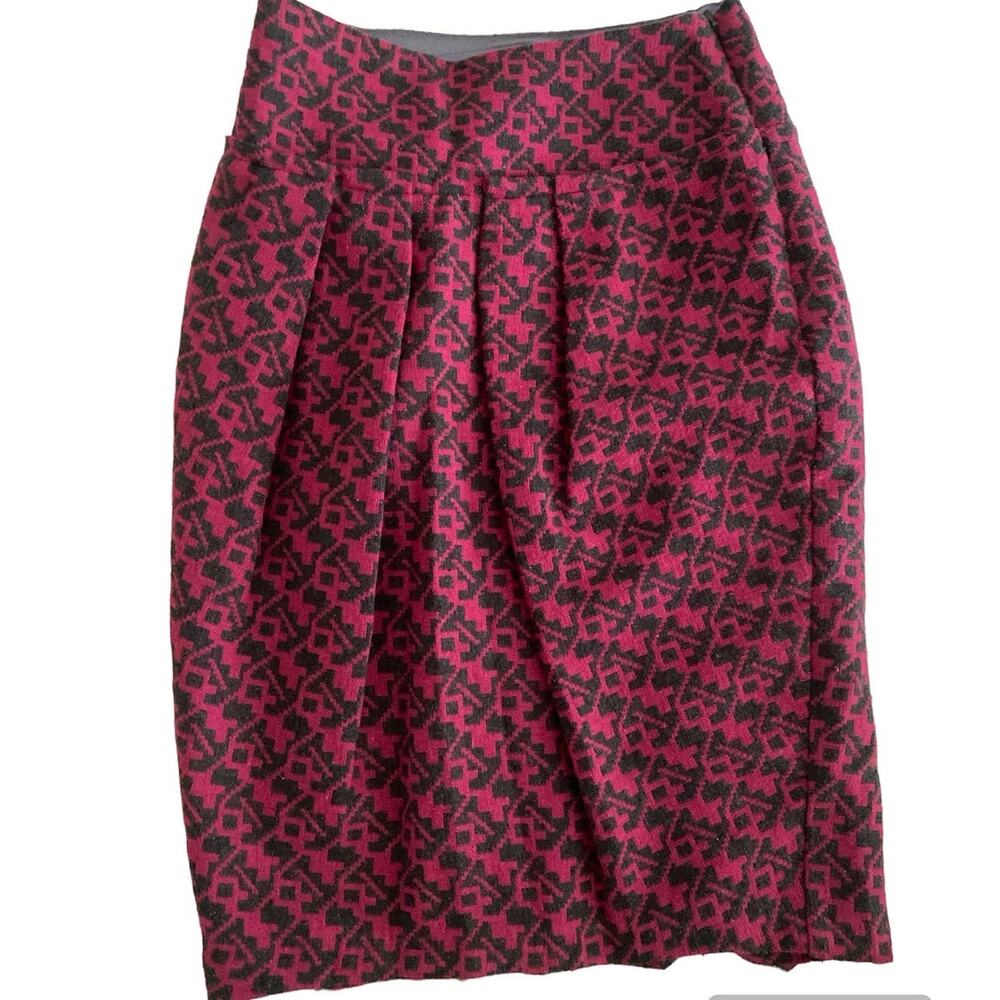 Anthropologie Eva Franco Pink Gray Wool Blend Skirt Zip Lined Womens Size 0